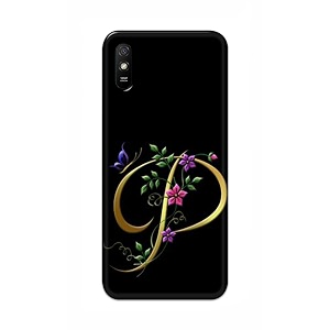 printed hard back cover case for mi redmi 9i  mi redmi 9i sport back cover alphabet p -1803