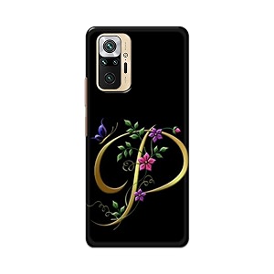 printed hard back cover case for mi redmi note 10 pro  mi redmi note 10 pro max back cover alphabet p -1803
