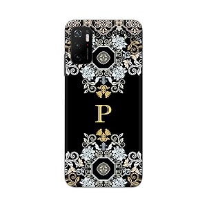 printed hard back cover case for mi poco m3 pro 5g back cover alphabet p -1803