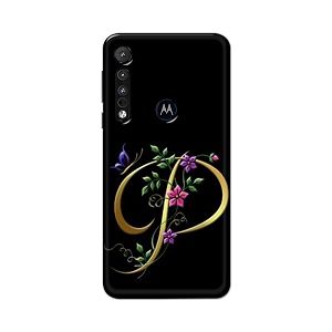 printed hard back cover case for motorola one macro back cover alphabet p -1803