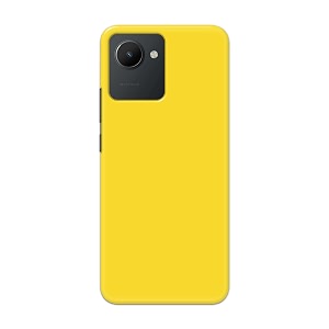 printed hard back cover case for realme c30  realme c30s back cover plain yellow -1803