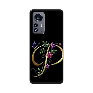 printed hard back cover case for xiaomi 12 pro back cover alphabet p -1803