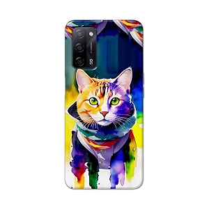 printed hard back cover for oppo a53s 5g back cover coloured cat -190724ea