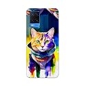 Printed Hard Back Cover for Oppo A54 4G Back Cover (Coloured Cat) -190724(EA)