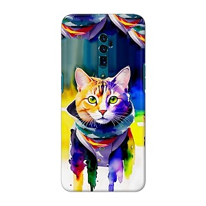 printed hard back cover for oppo reno 10x zoom back cover coloured cat -190724ea