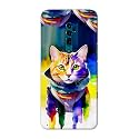 Printed Hard Back Cover for Oppo Reno 10x Zoom Back Cover (Coloured Cat) -190724(EA)
