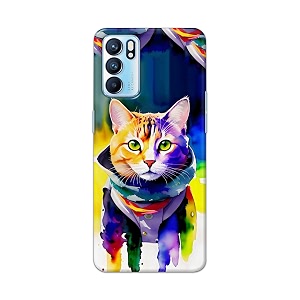 printed hard back cover for oppo reno6 5g  oppo reno 6 5g back cover coloured cat -190724ea