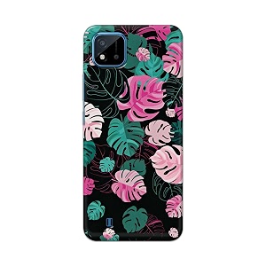 printed hard back cover for realme c20 back cover seamless leaves -190724ea