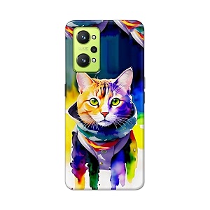 printed hard back cover for realme gt neo 3t 5g back cover coloured cat -190724ea