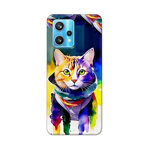 printed hard back cover for realme narzo 50 pro 5g back cover coloured cat -190724ea