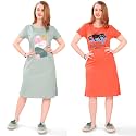 Printed Knee Length Pocket Night Dresses for