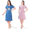 Printed Knee Length Pocket Night Dresses for