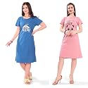 Printed Knee Length Pocket Night Dresses for