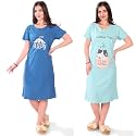 Printed Knee Length Pocket Night Dresses for