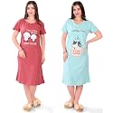 Printed Knee Length Pocket Night Dresses for
