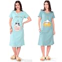Printed Knee Length Pocket Night Dresses for
