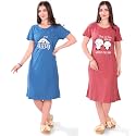 Printed Knee Length Pocket Night Dresses for