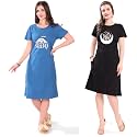 Printed Knee Length Pocket Night Dresses for