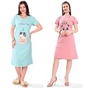 Printed Knee Length Pocket Night Dresses for