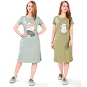 Printed Knee Length Pocket Night Dresses for
