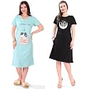 Printed Knee Length Pocket Night Dresses for