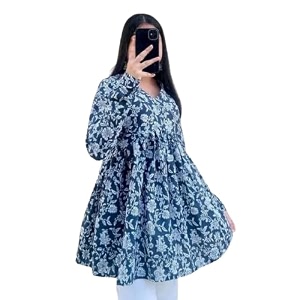 Printed Kurti for Womens V-Neck TOP with