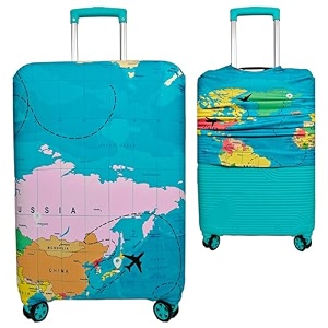 printed luggage cover for traveling bag amp suitcase - stretchable amp scratchproof trolley protector with velcro lock amp lightweight washable materialsuitcase bag not included only cover in product