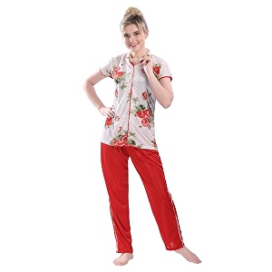 Printed Night Suit for Women - Flower