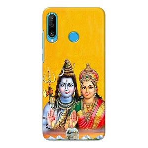 PRINTFIDAA God Shiva Parvati Yellow Background Printed