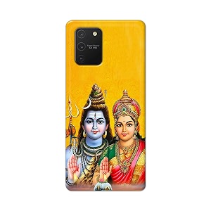 PRINTFIDAA God Shiva Parvati Yellow Background Printed