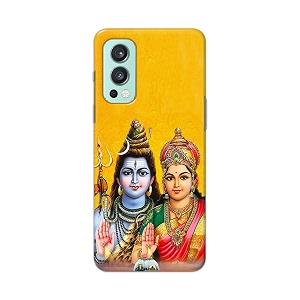 PRINTFIDAA God Shiva Parvati Yellow Background Printed