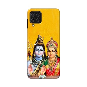 PRINTFIDAA God Shiva Parvati Yellow Background Printed
