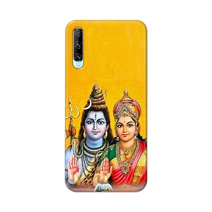 PRINTFIDAA God Shiva Parvati Yellow Background Printed