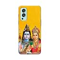 PRINTFIDAA God Shiva Parvati Yellow Background Printed