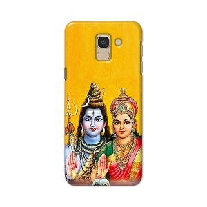 PRINTFIDAA Lord Shiva Parvati Yellow Background Printed