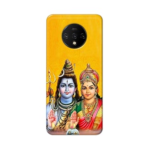 PRINTFIDAA Lord Shiva Parvati Yellow Background Printed