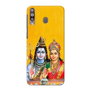 PRINTFIDAA Lord Shiva Parvati Yellow Background Printed