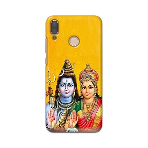 PRINTFIDAA Lord Shiva Parvati Yellow Background Printed