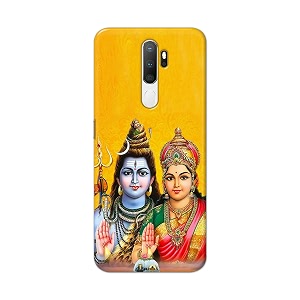 PRINTFIDAA Lord Shiva Parvati Yellow Background Printed
