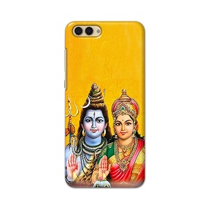 PRINTFIDAA Lord Shiva Parvati Yellow Background Printed