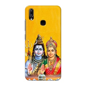 PRINTFIDAA Lord Shiva Parvati Yellow Background Printed