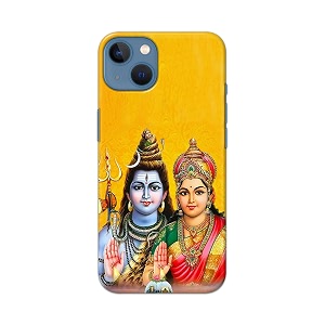 PRINTFIDAA Lord Shiva Parvati Yellow Background Printed