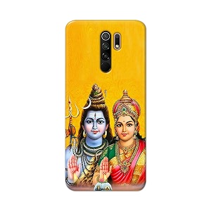 PRINTFIDAA Lord Shiva Parvati Yellow Background Printed