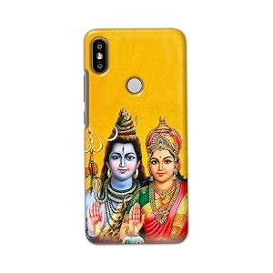 PRINTFIDAA Lord Shiva Parvati Yellow Background Printed