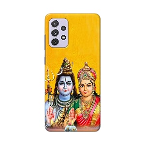 PRINTFIDAA Lord Shiva Parvati Yellow Background Printed