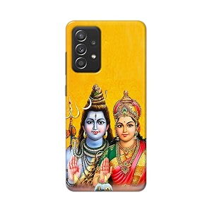 PRINTFIDAA Lord Shiva Parvati Yellow Background Printed