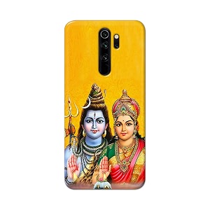 PRINTFIDAA Lord Shiva Parvati Yellow Background Printed