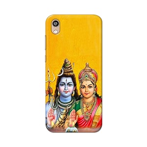 PRINTFIDAA Lord Shiva Parvati Yellow Background Printed