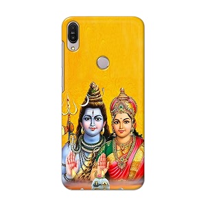 PRINTFIDAA Lord Shiva Parvati Yellow Background Printed