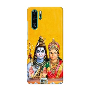 PRINTFIDAA Lord Shiva Parvati Yellow Background Printed